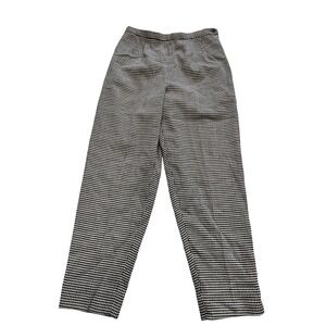 Talbots Pants Womens 12P Black White Houndstooth Wool Blend Pleated Made‎ USA